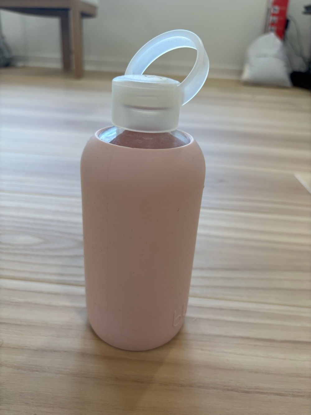 bkr Blush Pink Silicone Sleeve Water Bottle with Frosted Loop Cap